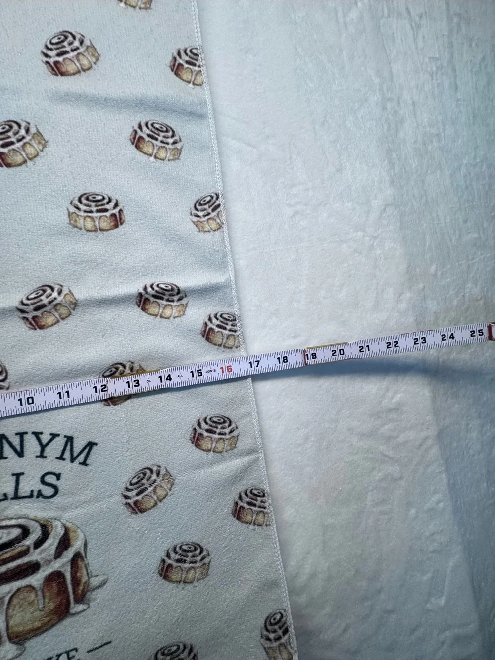 Cinnamon Roll Kitchen Tea Towel - White with Brown Accents